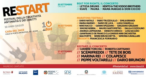 A Roma sei giorni di lotta alla mafia: arriva il Restart Festival