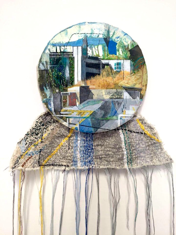 Anna CAPOLUPO - Olivetti's Dream 3 - 2016 - tecnica mista su carta intelaiata e ricamo su tela cm 21x70