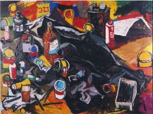 Renato Guttuso-Lo studio dell'Artista-olio su tela-100 x 130-1963