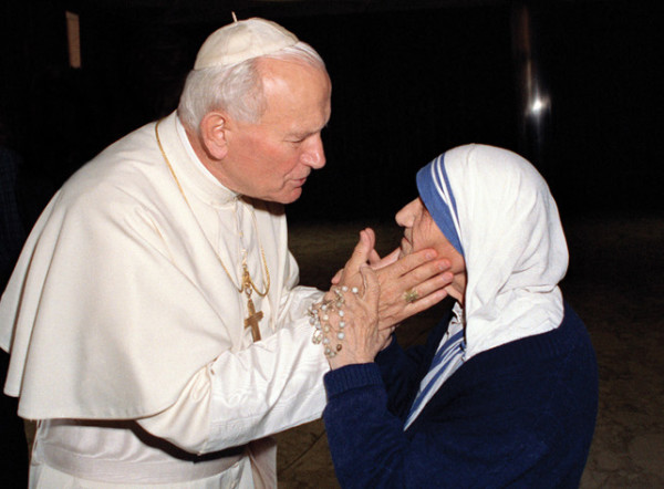 Papa Giovanni Paolo II con Madre Teresa di Calcutta