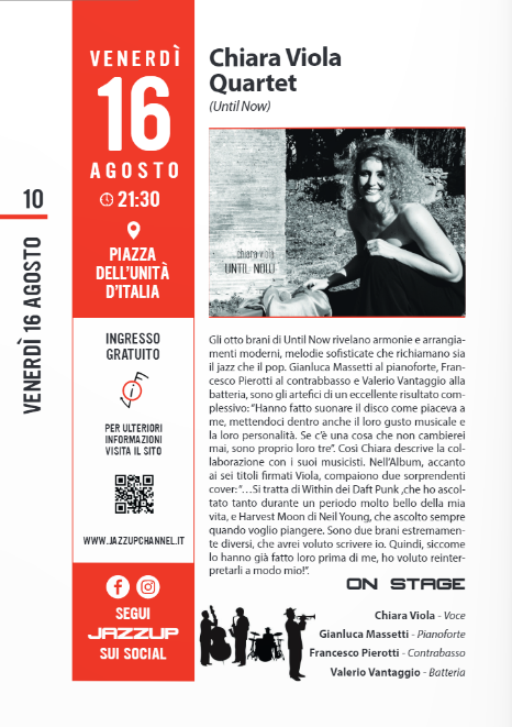 Chiara Viola al JazzUp Festival, venerdì 16 agosto a Viterbo