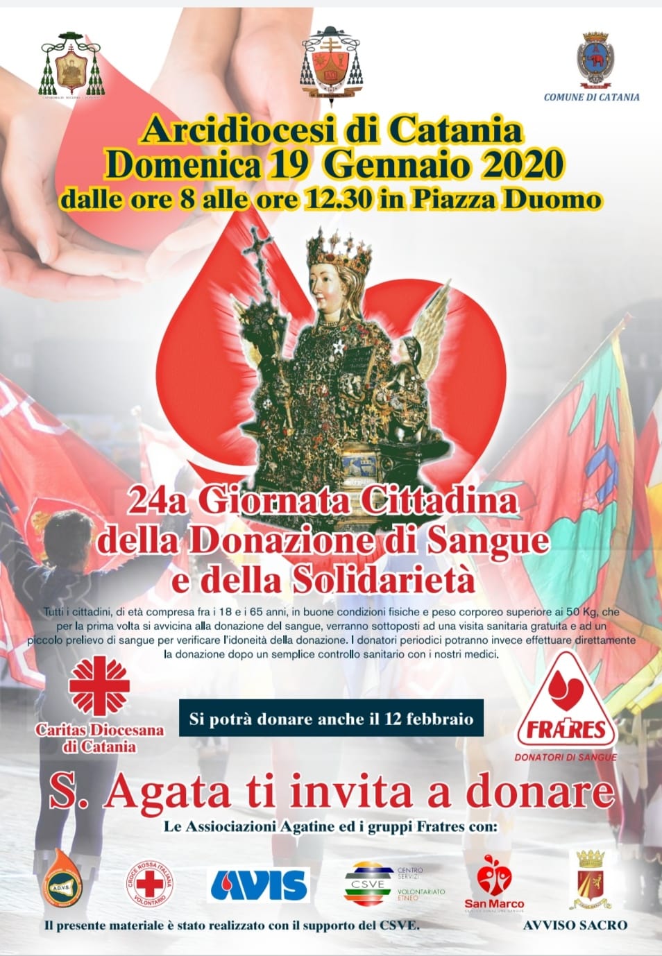 Locandina Giornata Solidarietà e Donazione 19 gennaio 2010 Piazza Duomo a Catania