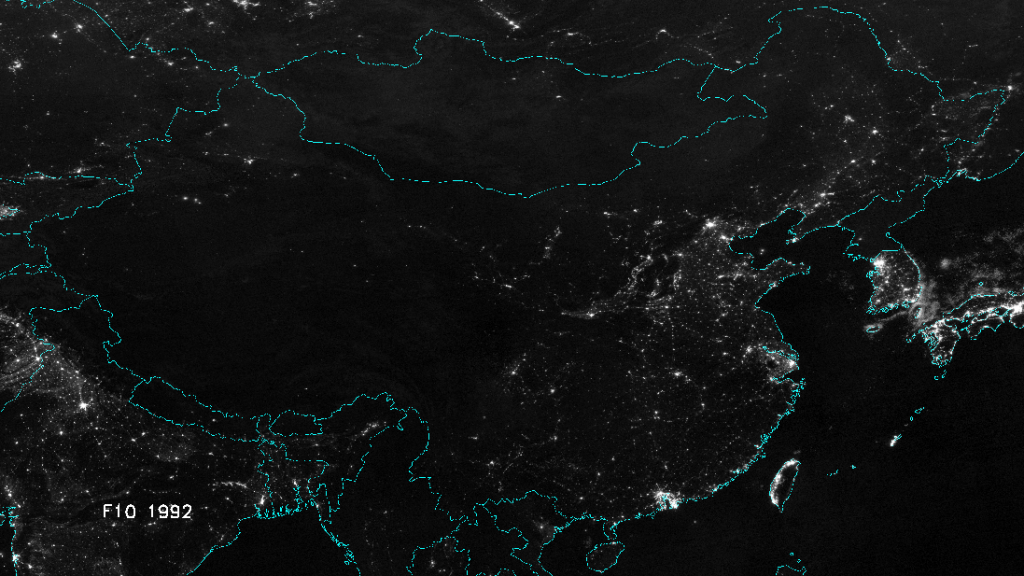 Cina, immagine notturna da satellite