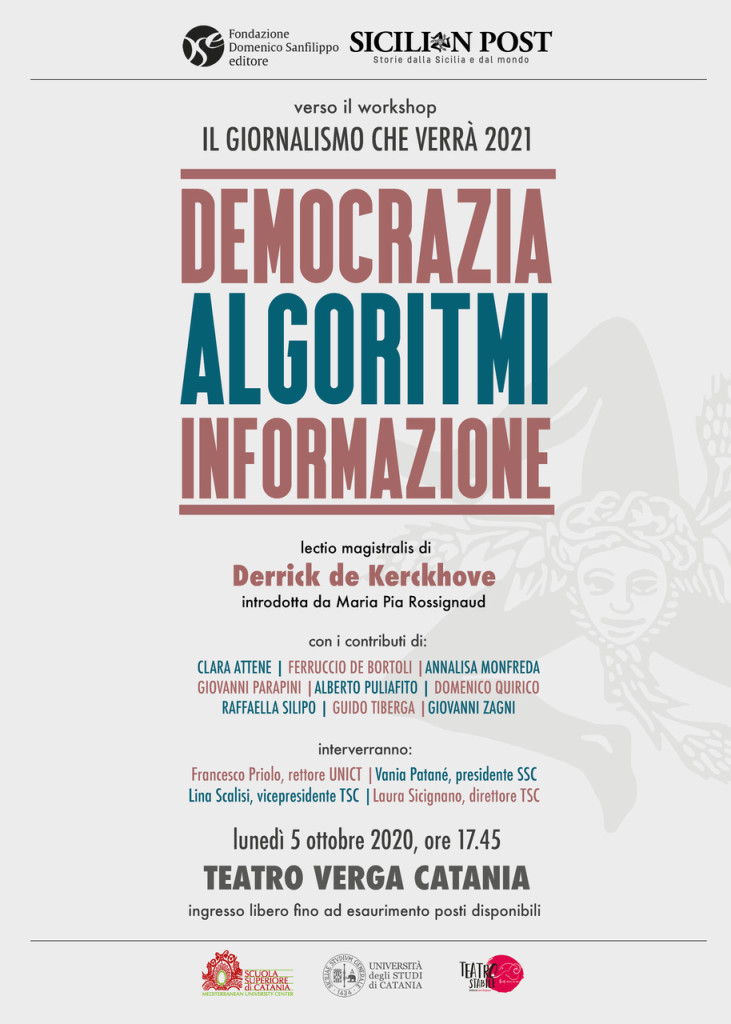 Verso il Workshop di Giornalismo: il 5 ottobre a Catania una lezione di Derrick de Kerkchove
