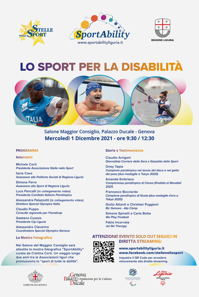 A Palazzo Ducale, il forum “Lo Sport per la disabilità” con le stelle Bocciardo, Tapia ed Embriaco