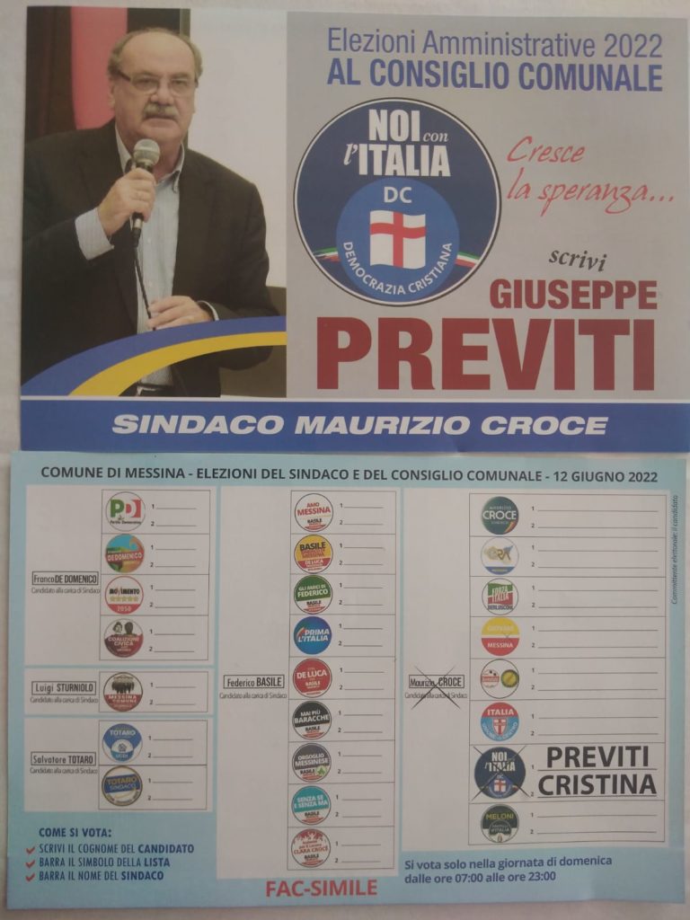 Giuseppe Previti, candidato per la lista Noi con l’Italia Democrazia Cristiana. Serietà, sobrietà e solidarietà