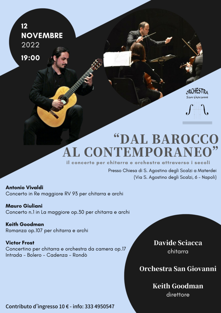 Il chitarrista baroc-contemporaneo Davide Sciacca in concerto a Napoli
