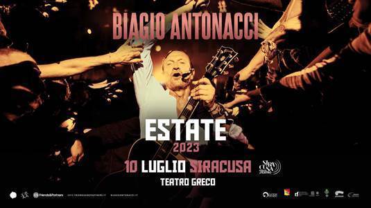 BIAGIO ANTONACCI annuncia il concerto nella meravigliosa cornice del Teatro Greco di Siracusa