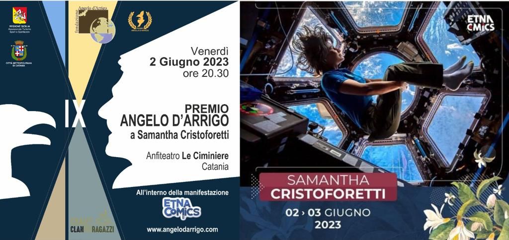 ASTROSAMANTHA stasera a Catania per Etna Comics: Premio Angelo D’Arrigo 2023