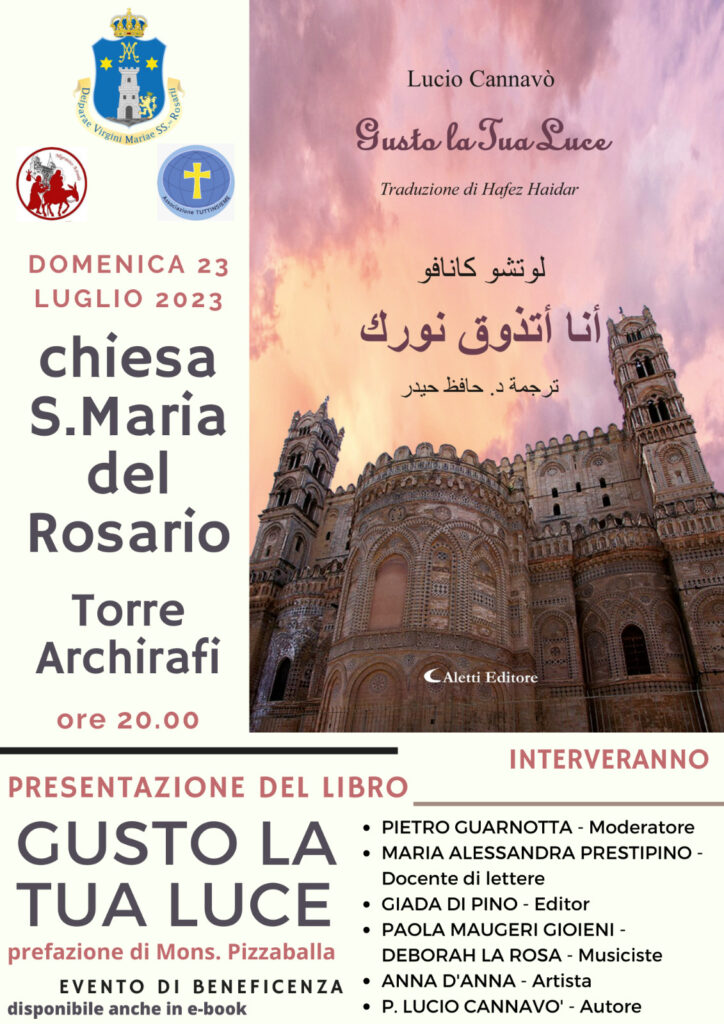 Torre Archirafi: presentazione del libro di poesie di Don Lucio Cannavò, con traduzione in arabo