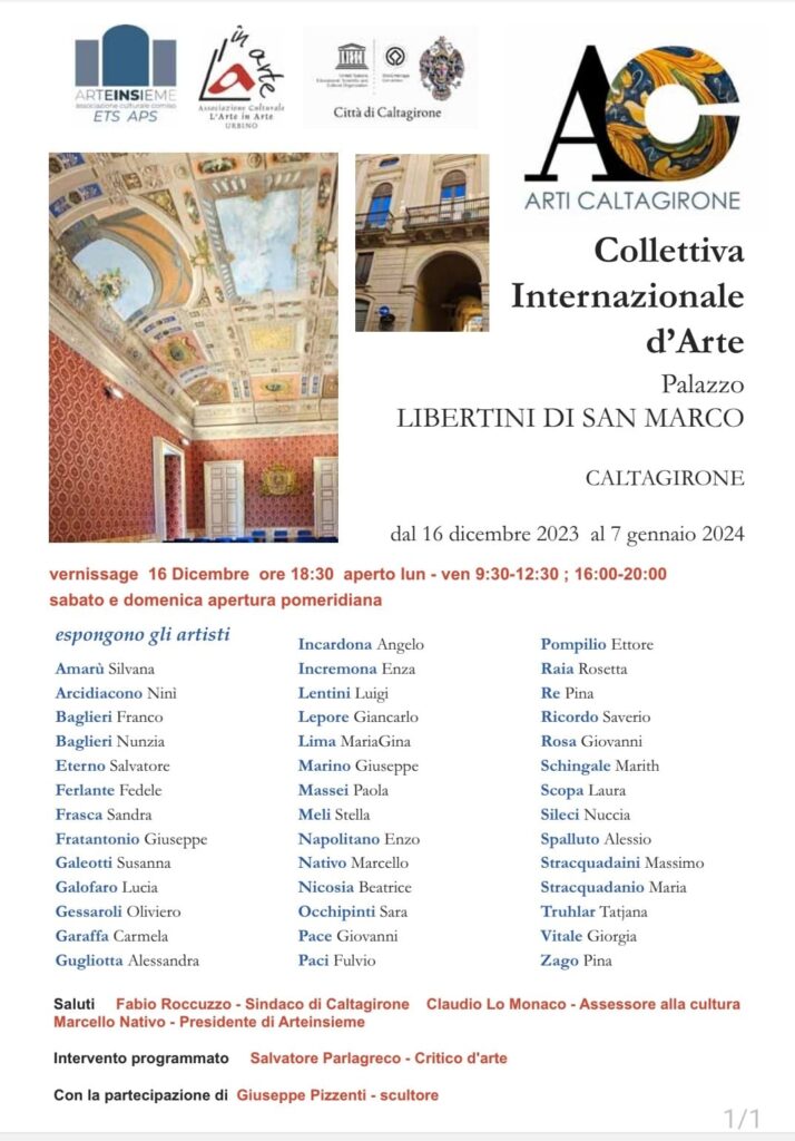 Collettiva internazionale di pittura, scultura e fotografia a Caltagirone: omaggio di Arteinsieme allo scultore calatino Raffaele Boselli