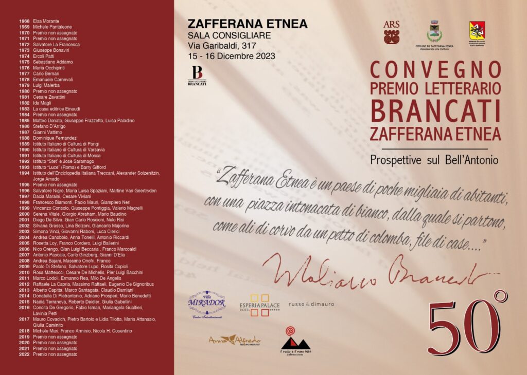 Zafferana Etnea celebra la cultura con la 50esima edizione del Premio Letterario Brancati