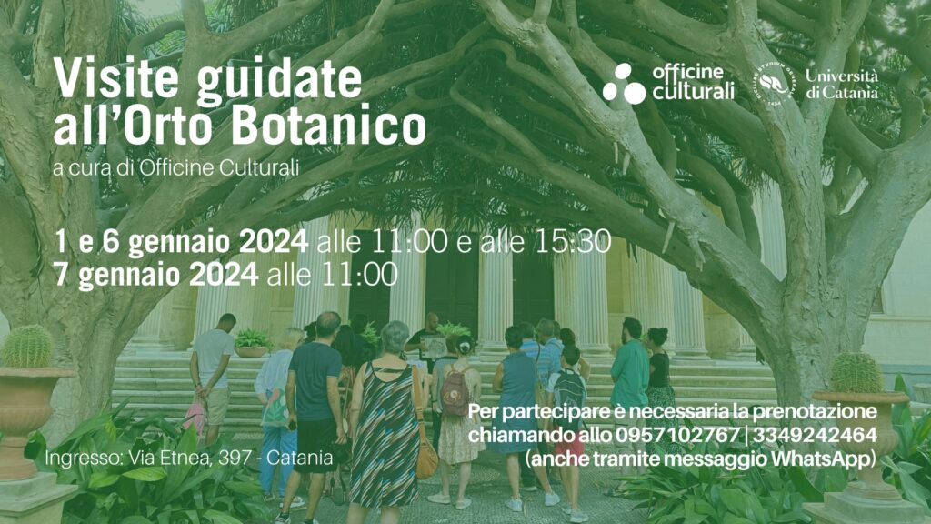 Visite guidate all’Orto Botanico di Catania, 1, 6 e 7 gennaio 2024